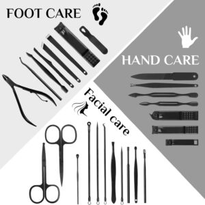 Manicure Set 26 Piece Stainless Steel Black - Image 2