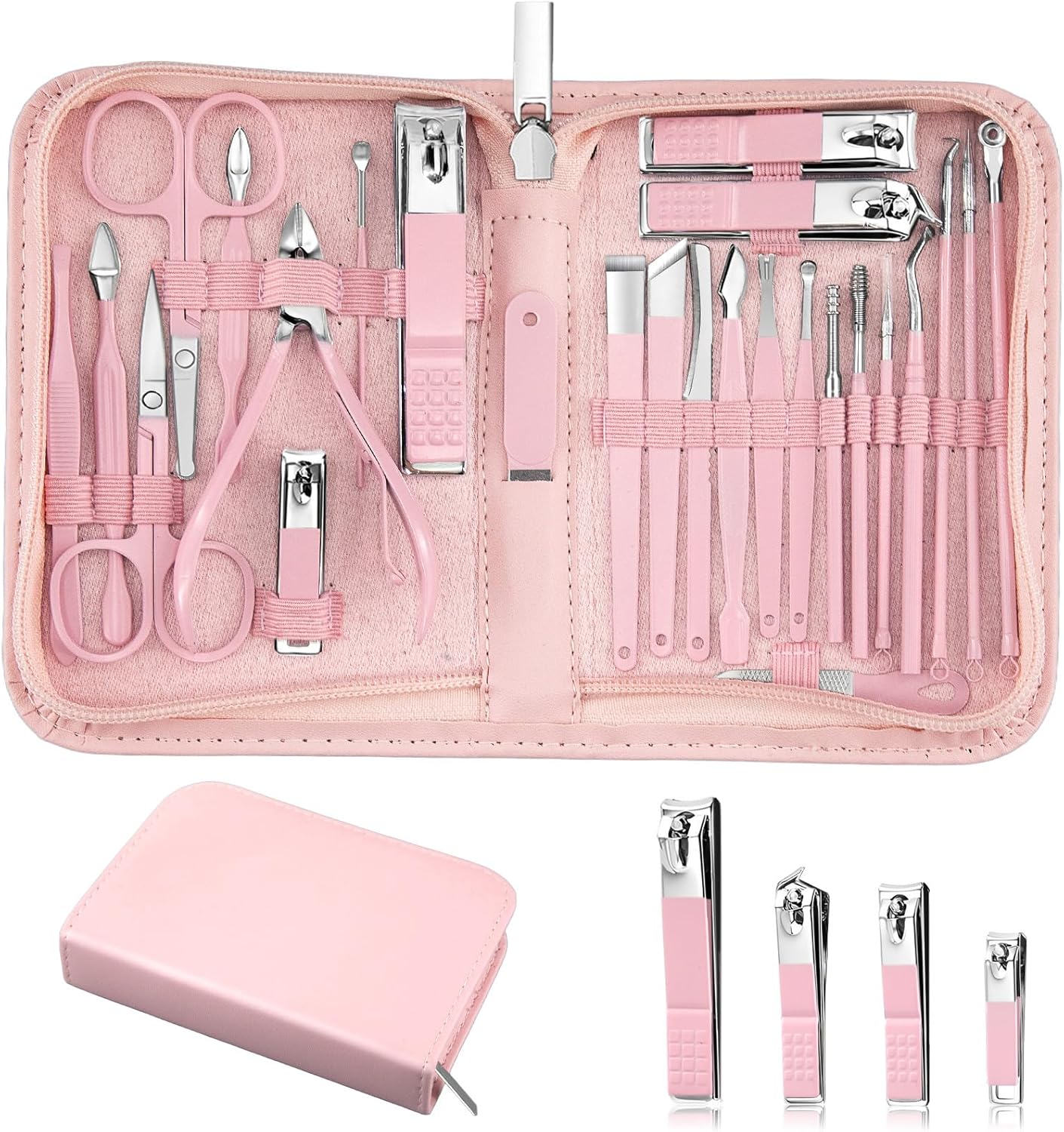 Manicure Set 26 Pieces Stainless Steel Travel Kit Brown - Image 11