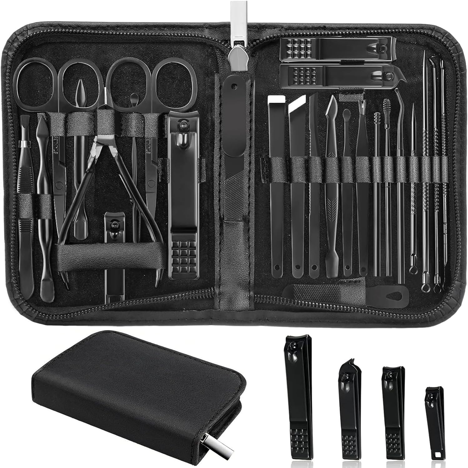 Manicure Set 26 Pieces Stainless Steel Travel Kit Brown - Image 12