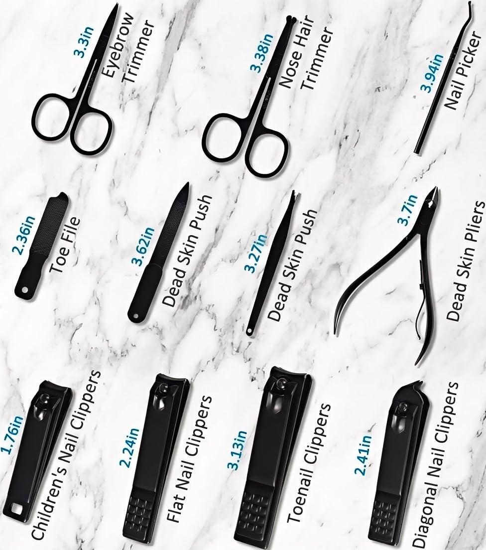 Manicure Set 26 Pieces Stainless Steel Travel Kit Brown - Image 6