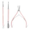 Nail Cuticle Trimmer Set Stainless Steel Pink 3 Pieces