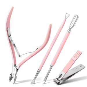 Nail Cuticle Trimmer Set Stainless Steel Pink 3 Pieces - Image 15
