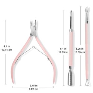 Nail Cuticle Trimmer Set Stainless Steel Pink 3 Pieces - Image 6